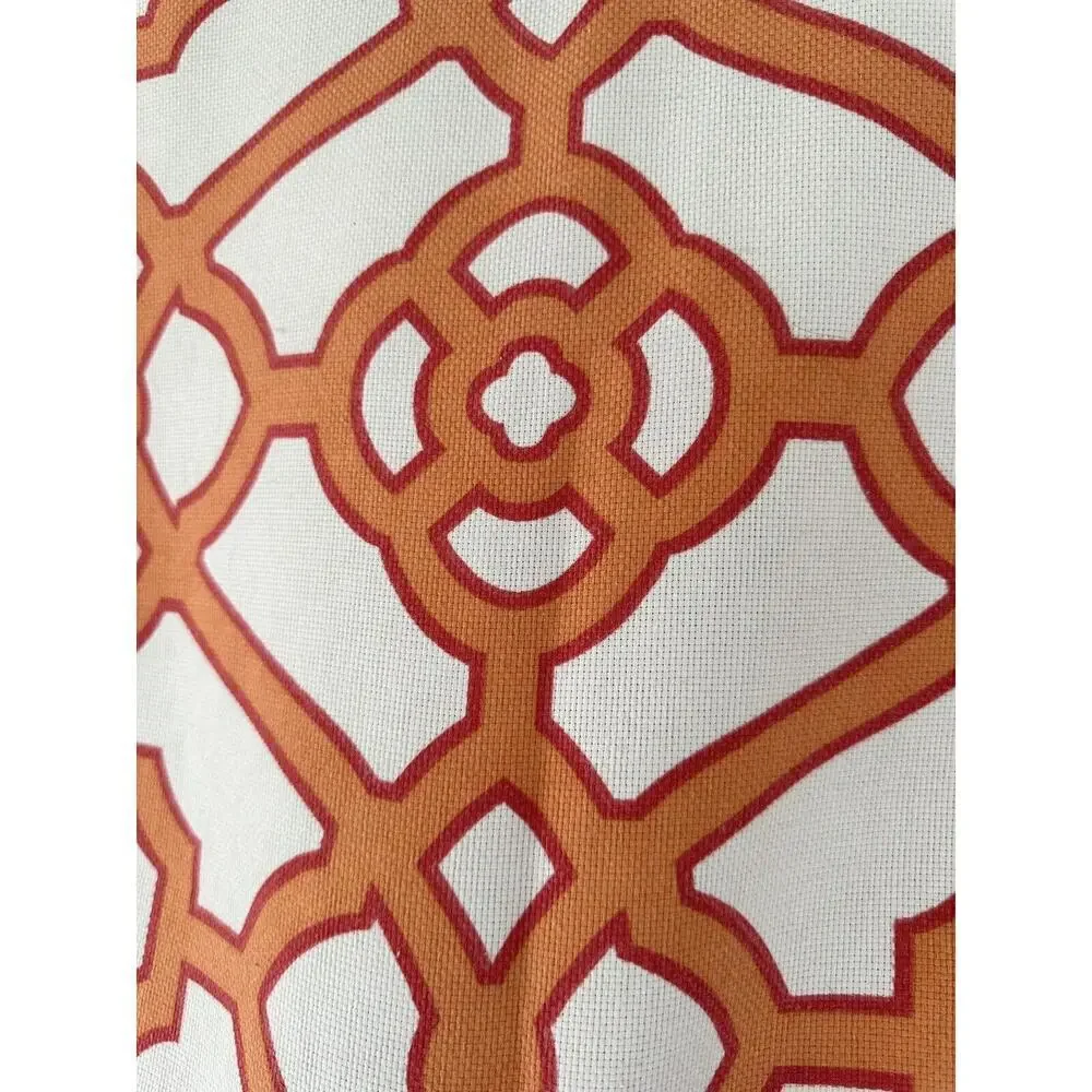 King Duvet Cotton Cream Orange Lattice Chain link MODERN 1 Sham Hand Made